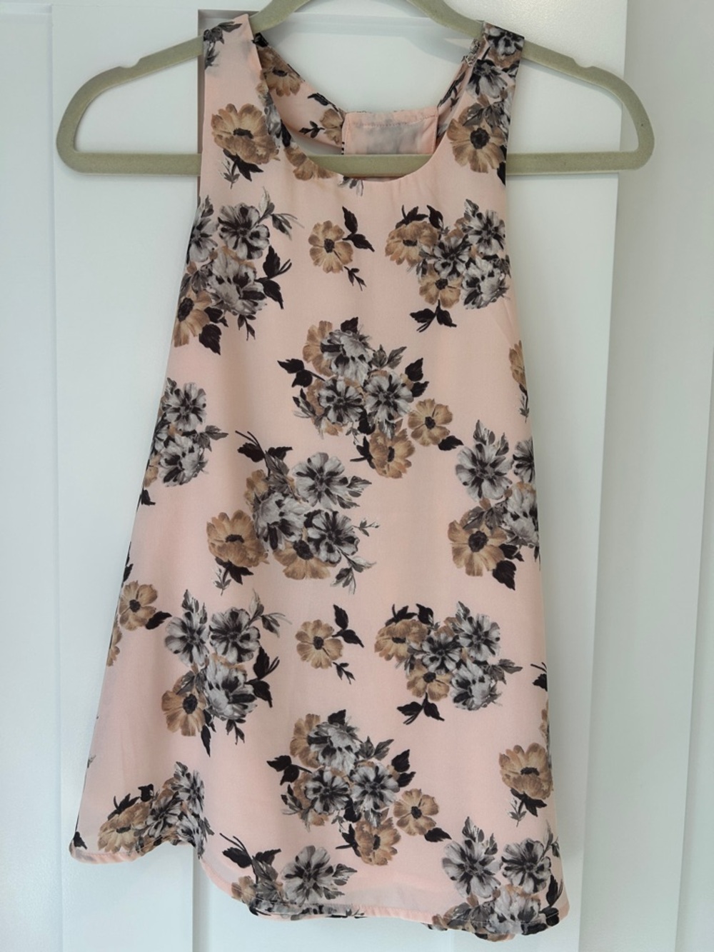 Girls' Pink Floral Sleeveless Dress